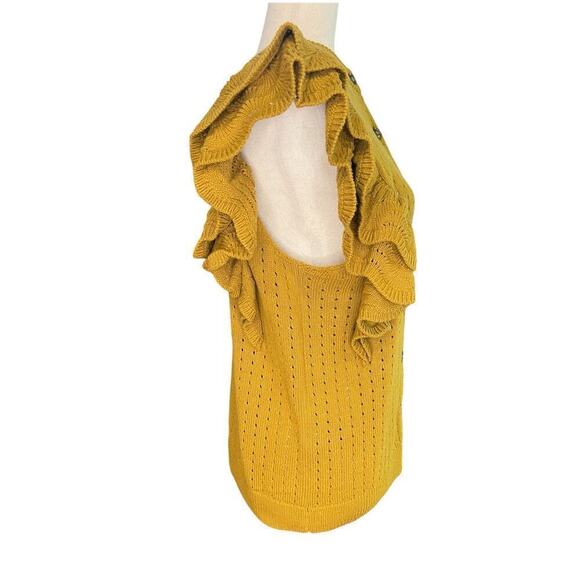 Who What Wear Flutter Sweater, Sleeveless, Rear Button, Yellow, size Large - Picture 4 of 12